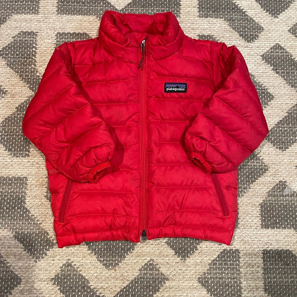 Patagonia Kids Red Down Sweater Puffer Jacket 12M